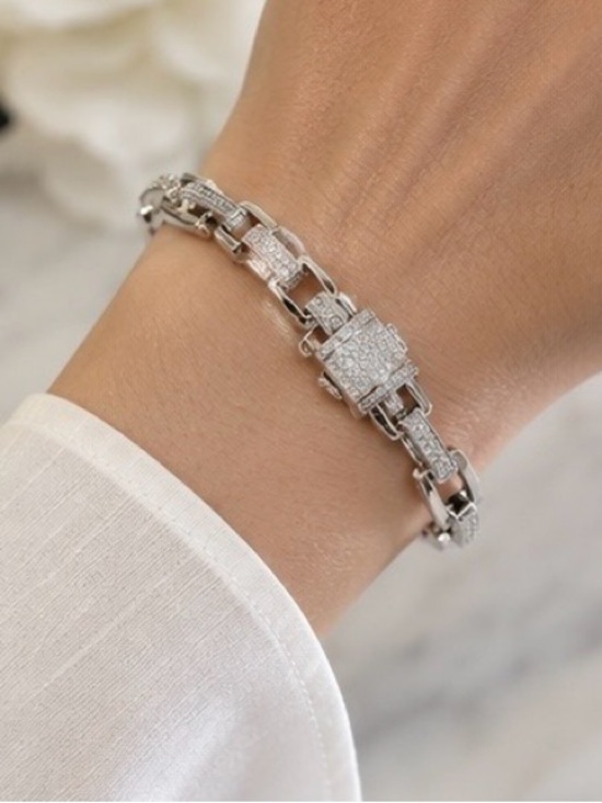 Jewelry - Silver Pavé Link Bracelet | Stainless Steel | New 🩶